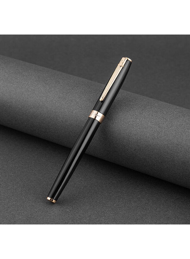 Pimio Financial Pen Extra Fine 0.38Mm Nib Men And Women Calligraphy Pen Student Adult Practice Ink Pen 717 Glossy Black With Gold Clip - Image 1