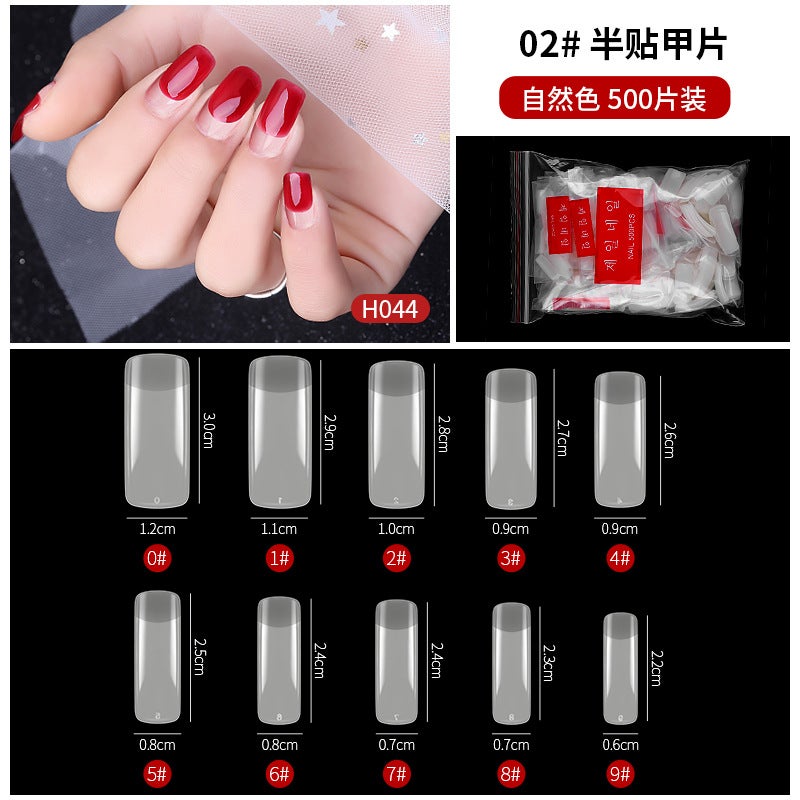 Generic hot-cut nail art natural transparent fake nail extension patch nail shop special nail art factory wholesale2# Half-stick nail (natural color) 2# Half-stick nail (natural color)