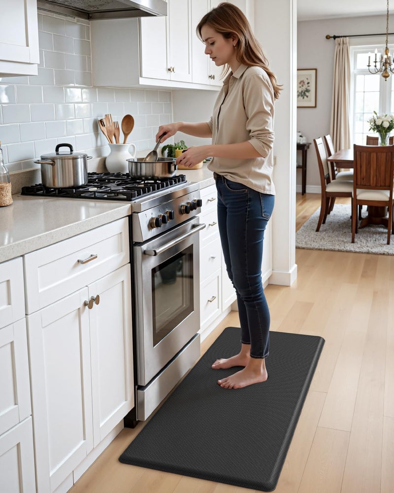 DEXI Kitchen Mat Cushioned Anti Fatigue, Extra Thick Comfort Standing Floor Mats Waterproof, Memory Foam Antifatigue Runner Rug for Desk Office, Sink, Laundry, 39x20, Black - Image 5