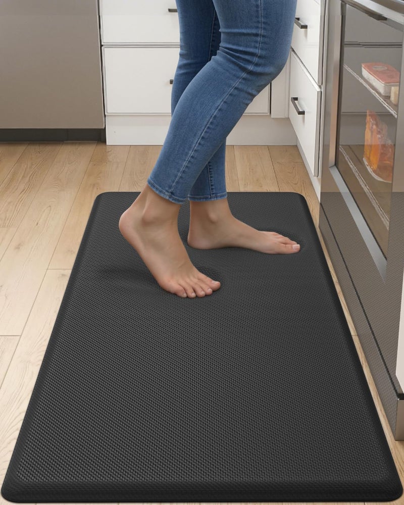 DEXI Kitchen Mat Cushioned Anti Fatigue, Extra Thick Comfort Standing Floor Mats Waterproof, Memory Foam Antifatigue Runner Rug for Desk Office, Sink, Laundry, 39x20, Black - Image 1
