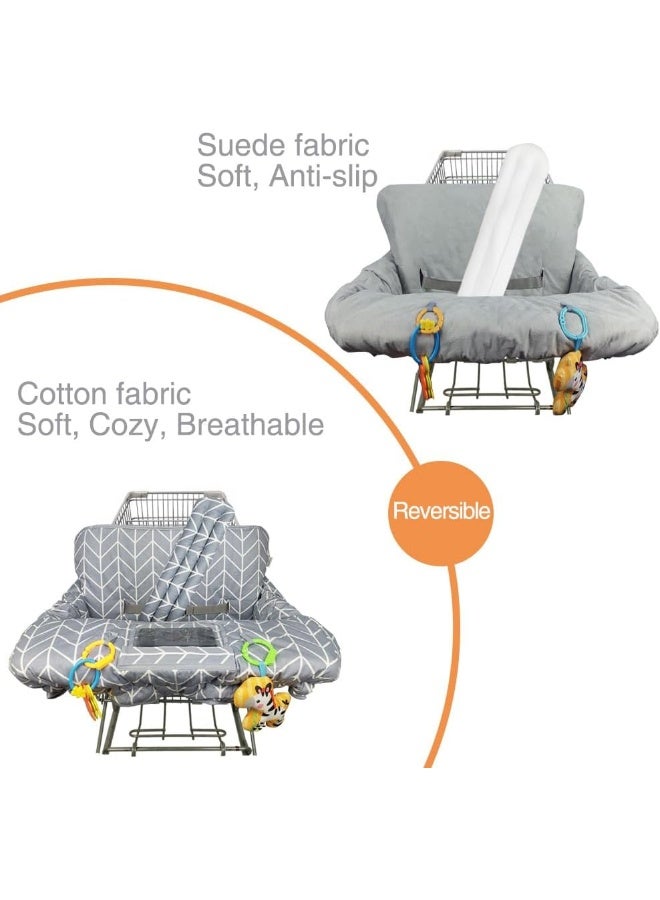 ICOPUCA Shopping Cart Cover for Baby, 2 in 1 Cart Cover for Babies and High Chair Cover, Padded Grocery Cart Seat Cover for Baby Girl Boy, with 1â€ Thick/Removable/Reversible Cushion, Grey - Image 4