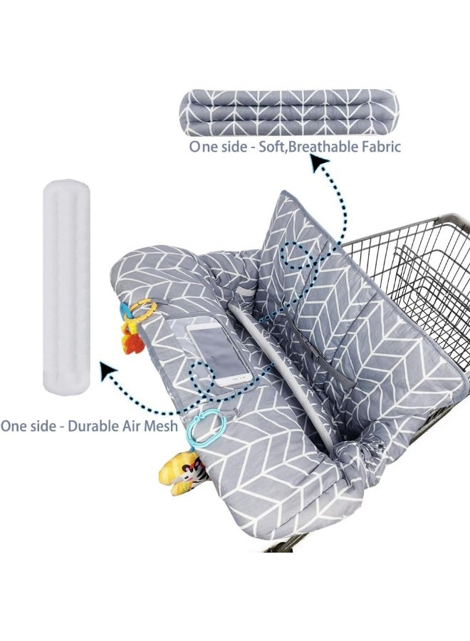 ICOPUCA Shopping Cart Cover for Baby, 2 in 1 Cart Cover for Babies and High Chair Cover, Padded Grocery Cart Seat Cover for Baby Girl Boy, with 1â€ Thick/Removable/Reversible Cushion, Grey - Image 2