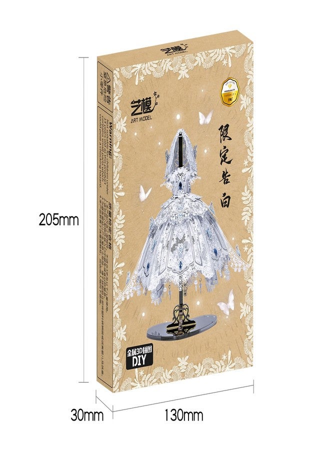 MU 3D Metal Puzzles for Adults Building Flowery Wedding Dress, Miniature Metal Model Kits Assembling, Birthday Bridal Gift DIY Toys Wedding Decoration Desk Decor Confidante Girlfriend Presents - Image 3