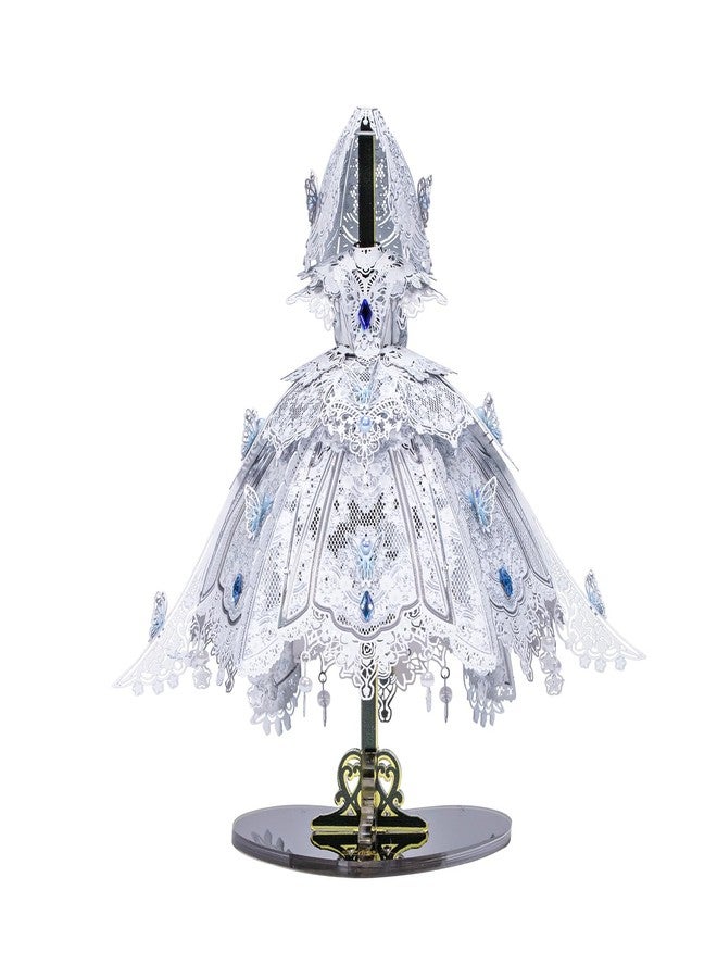 MU 3D Metal Puzzles for Adults Building Flowery Wedding Dress, Miniature Metal Model Kits Assembling, Birthday Bridal Gift DIY Toys Wedding Decoration Desk Decor Confidante Girlfriend Presents - Image 1