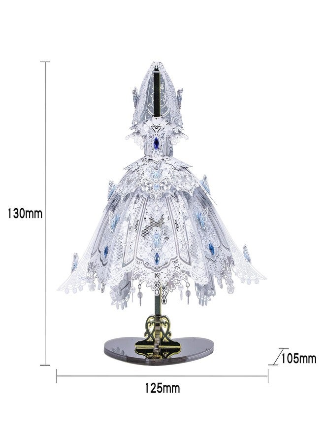 MU 3D Metal Puzzles for Adults Building Flowery Wedding Dress, Miniature Metal Model Kits Assembling, Birthday Bridal Gift DIY Toys Wedding Decoration Desk Decor Confidante Girlfriend Presents - Image 2