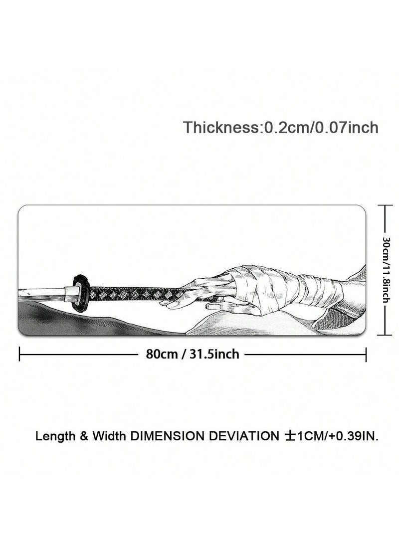 Gaming Mouse Pad with Katana Anime Design – 30 × 80 CM - Image 4