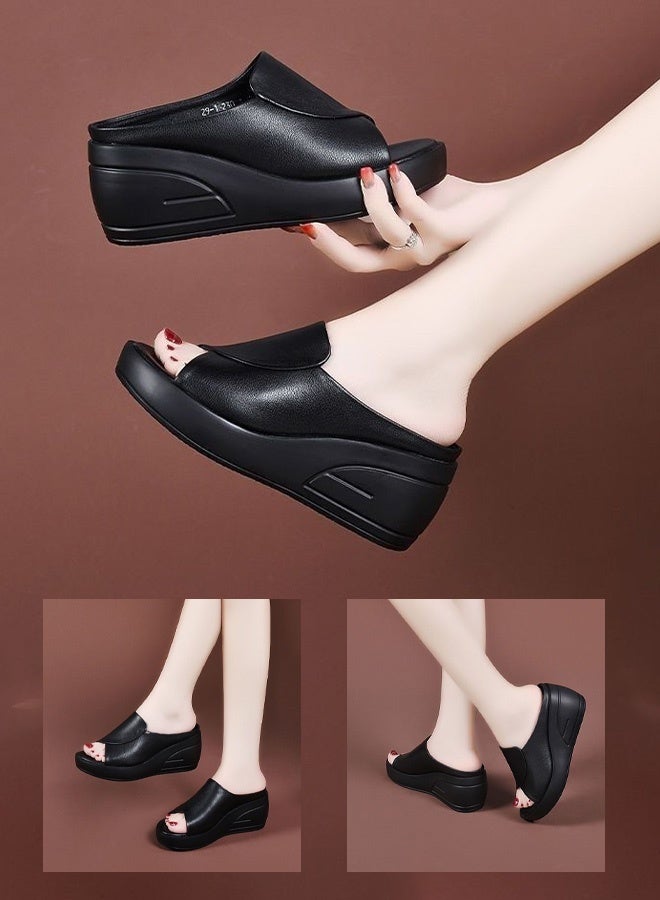 Chunky wedge women's sandals, women's sandals that make legs look longer and taller, comfortable high heels that don't tire your feet, suitable for all women, showcasing feminine charm - Image 5