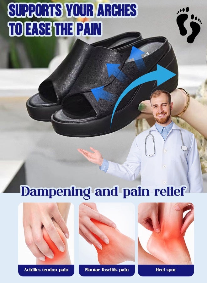 Chunky wedge women's sandals, women's sandals that make legs look longer and taller, comfortable high heels that don't tire your feet, suitable for all women, showcasing feminine charm - Image 1