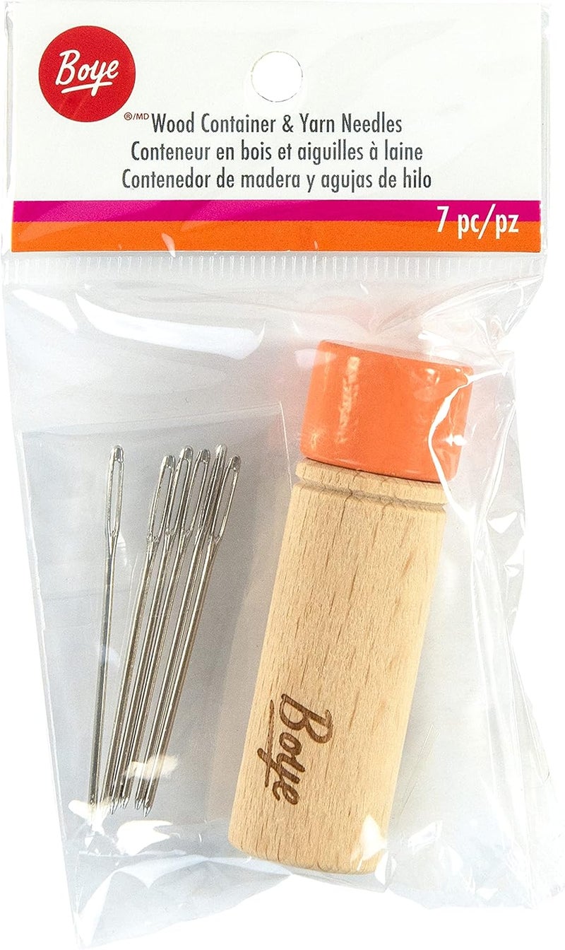 Boye Wood Container with Orange Lid Crochet Accessory, Size 18, Multicolor 7 (42-40040) - Image 1