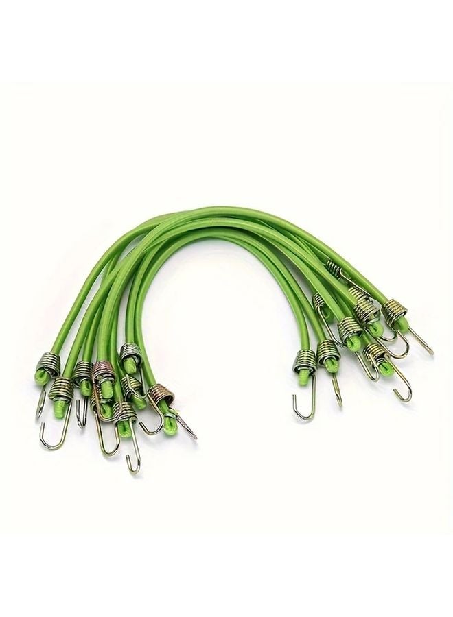 12pcs Green Heavy Duty Elastic Luggage Straps with Metal Hooks for Travel Camping Storage - Image 1