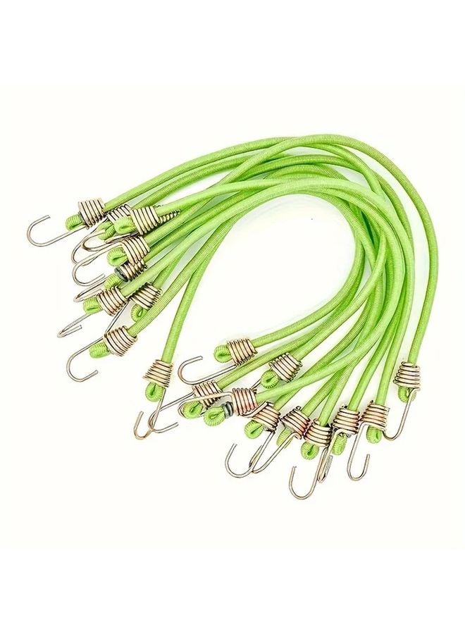12pcs Green Heavy Duty Elastic Luggage Straps with Metal Hooks for Travel Camping Storage - Image 2