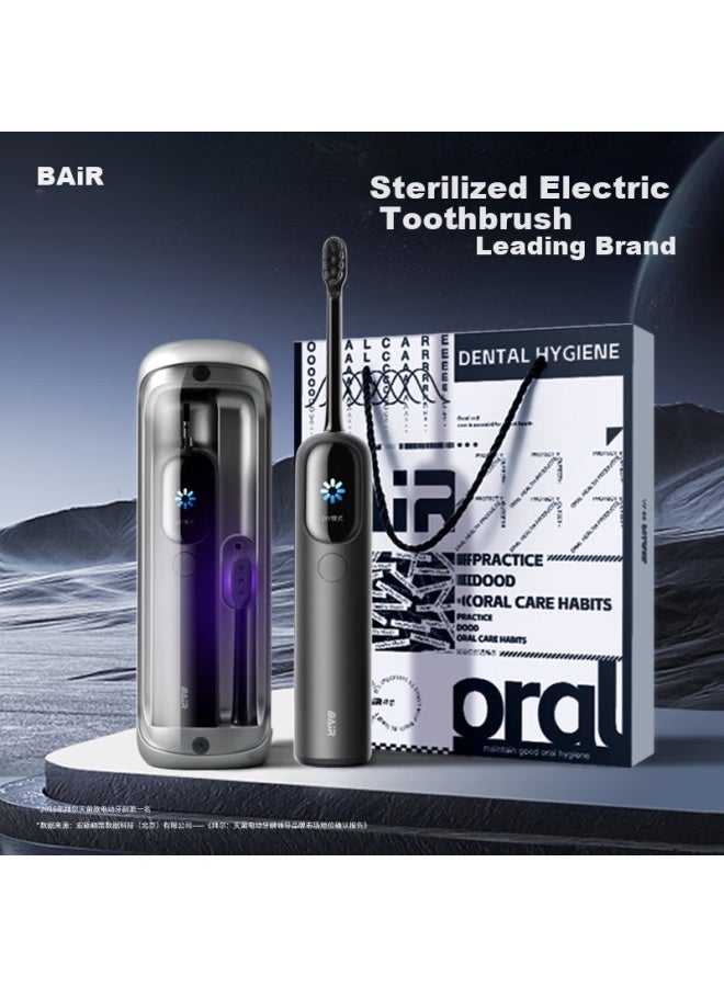 Bair I6 Space Capsule Sterilized Model, Large Screen Visual Smart Vibration Integrated Sonic Electric Toothbrush, Deep Cleaning Adult Fully Automatic Soft Bristles, Black