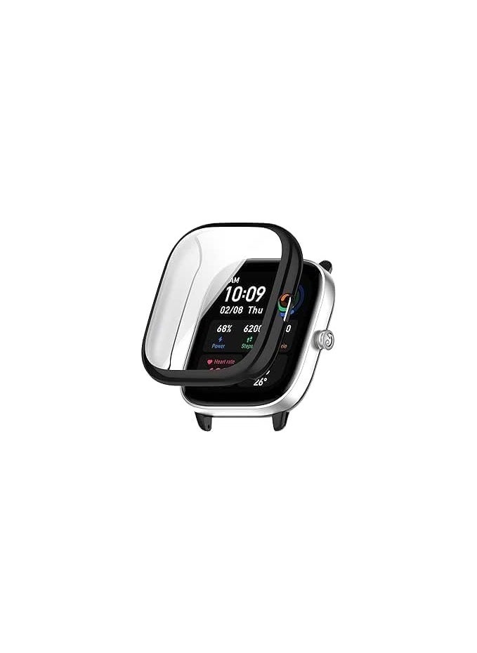 ماركة غير محددة - حافظة ELMO3EZZ متوافقة مع Amazfit GTS 4 Mini (ليست لـ GTS4) حافظة حماية شاشة شاملة للساعة غطاء ناعم من مادة TPU مقاوم للصدمات غطاء نحيف واقي ممتص للصدمات (أسود) - Image 1