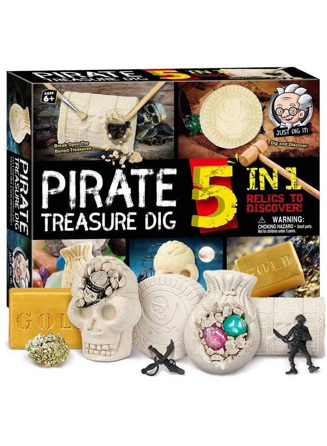 XX Toys Pirate Treasures Dig Kit Break Into 5 Bricks Treasure Excavation Kits Pirate Toys Gems Dig Kits Interactive Excavating Toys Great Birthday Gift Party Supplies Archeology Educational Stem Kits - Image 1