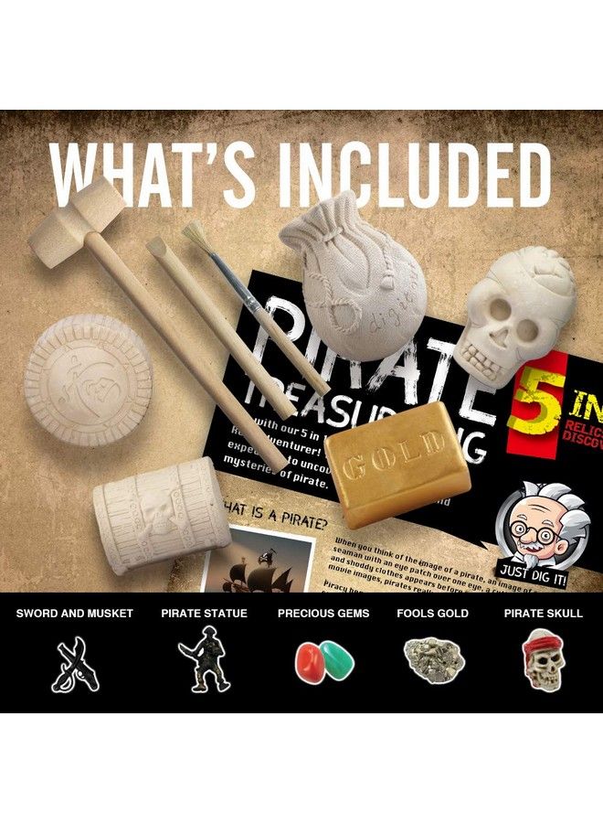 XX Toys Pirate Treasures Dig Kit Break Into 5 Bricks Treasure Excavation Kits Pirate Toys Gems Dig Kits Interactive Excavating Toys Great Birthday Gift Party Supplies Archeology Educational Stem Kits - Image 3