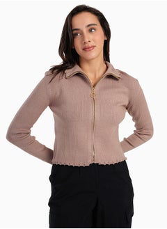 Carina Carina Coffee Ribbed Lounge Jacket  - Image 1
