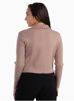 Carina Carina Coffee Ribbed Lounge Jacket  - Image 3