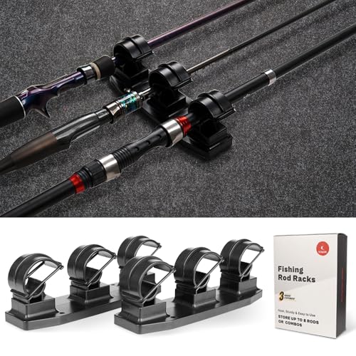 VEYWANE Fishing Rod Racks for BoatWallTruck Bed 3Poles Storage Holders with Rubber Band Clips - Image 1
