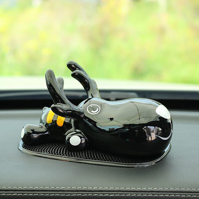 New Premium Ceramic Deer Car Ornament - Safe Journey Dashboard Decoration