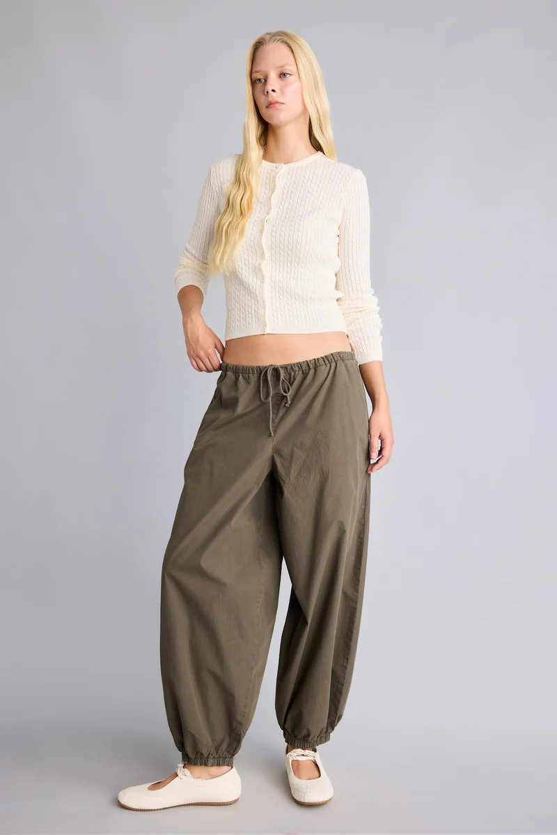 Defacto 100% Cotton Poplin Balloon Fit Regular Waist Trousers
