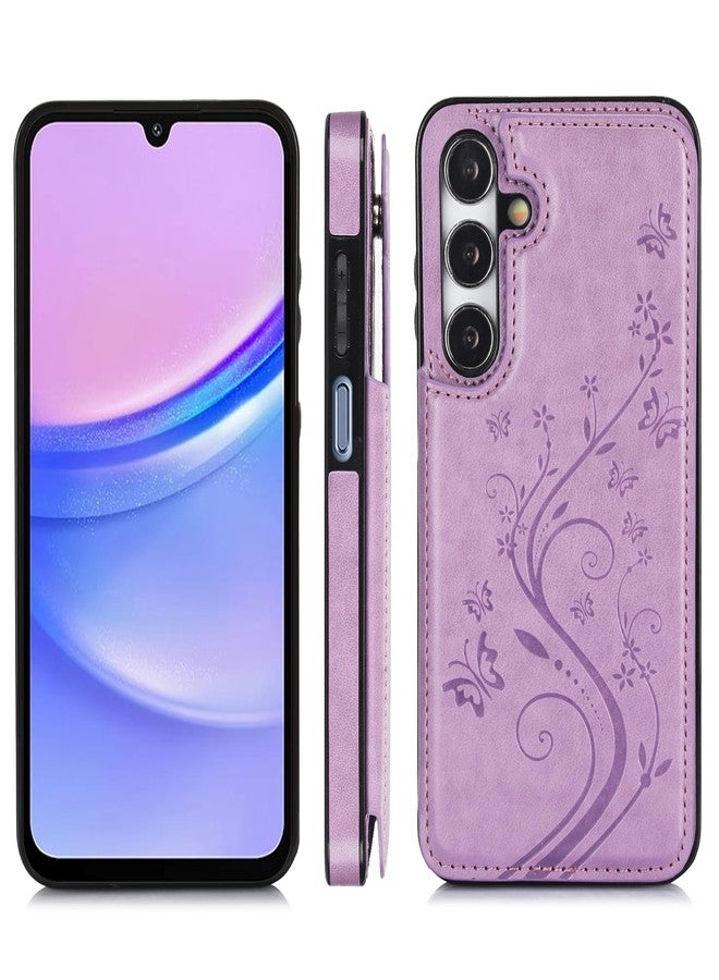 أسو ويش جراب هاتف Asuwish لهاتف سامسونج جالاكسي A15 5G/4G مع واقي شاشة من الزجاج المقوى، وحامل بطاقات، ومحفظة، وغطاء جلدي قابل للطي، وملحقات للهواتف المحمولة، جالاكسي A15 15A SM A156B A155F، جرابات للنساء والرجال، لون بنفسجي - Image 3