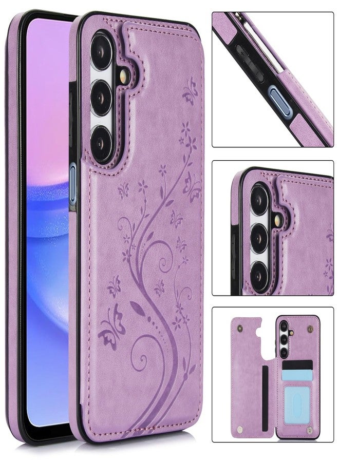 أسو ويش جراب هاتف Asuwish لهاتف سامسونج جالاكسي A15 5G/4G مع واقي شاشة من الزجاج المقوى، وحامل بطاقات، ومحفظة، وغطاء جلدي قابل للطي، وملحقات للهواتف المحمولة، جالاكسي A15 15A SM A156B A155F، جرابات للنساء والرجال، لون بنفسجي - Image 2