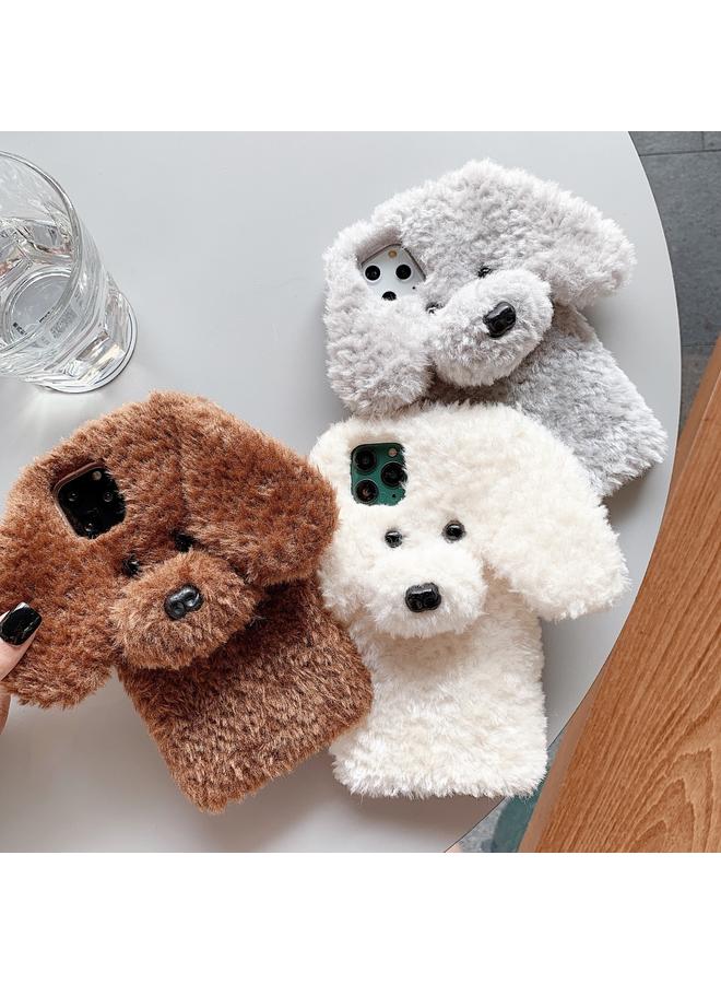 اس-توب جراب لهاتف iPhone 16 Pro Max، جراب هاتف من مادة TPU المخملية على شكل كلب تيدي - Image 3