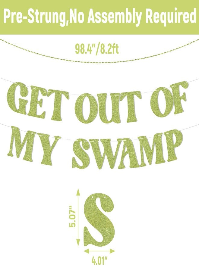 Ramciyo Get out of my Swamp Bunting Banner, Funny Birthday Party Decorations, Funny Housewarming Party Decor Green Glitter - Image 3