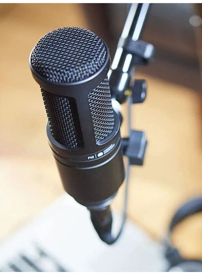 Audio-Technica At2020 Professional Studio Condenser Microphone for Live Streaming, Karaoke, Recording, Dubbing, Black - Image 3