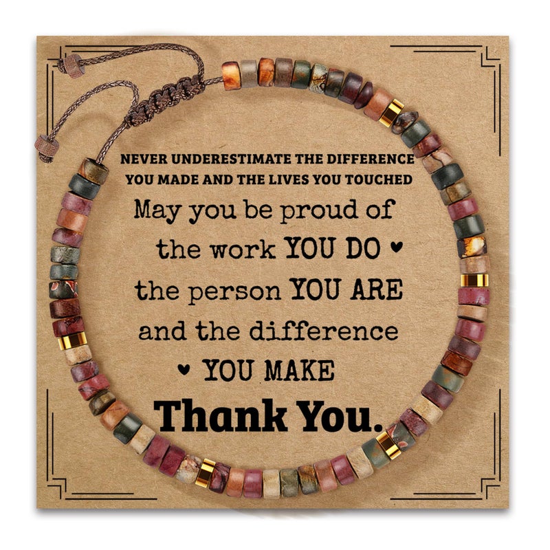 ZOKCC Thank You Bracelets Gifts for Women - Healing Natural Stone Bracelets - Appreciation Thank You Gifts for Women Coworkers Teacher Boss Nurse Employee Friend Farewell - Image 1