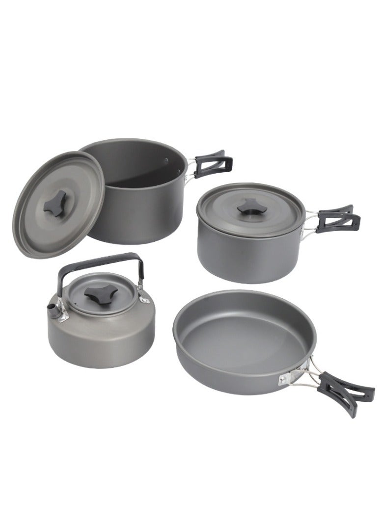 a set of durable camping pots and pans; Camping kitchen utensils set, outdoor backpack kitchen set, camping, hiking, picnic including mesh tote bag - Image 1
