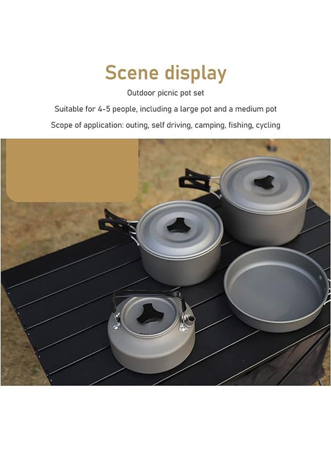 a set of durable camping pots and pans; Camping kitchen utensils set, outdoor backpack kitchen set, camping, hiking, picnic including mesh tote bag - Image 2