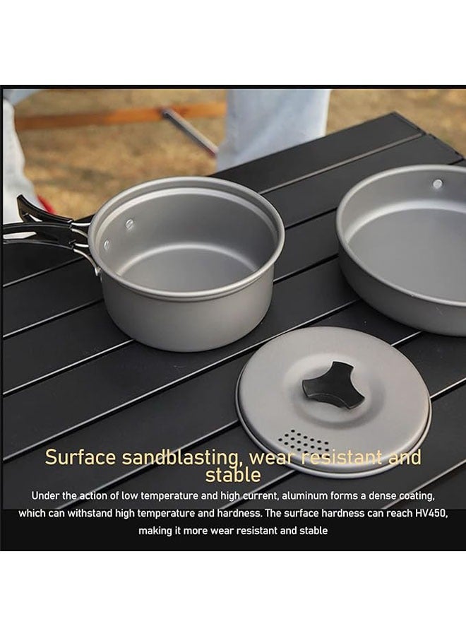 a set of durable camping pots and pans; Camping kitchen utensils set, outdoor backpack kitchen set, camping, hiking, picnic including mesh tote bag - Image 4