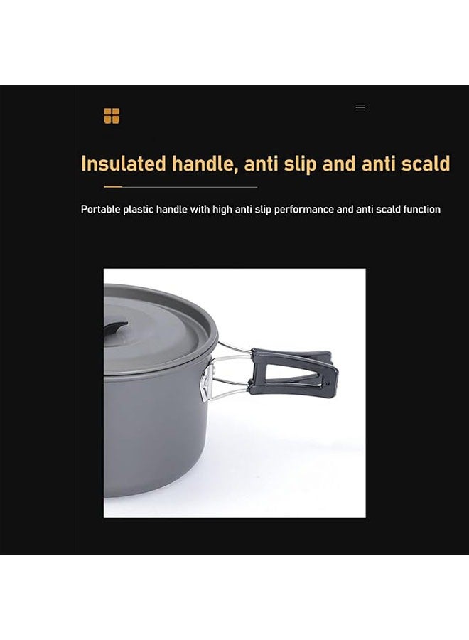a set of durable camping pots and pans; Camping kitchen utensils set, outdoor backpack kitchen set, camping, hiking, picnic including mesh tote bag - Image 3