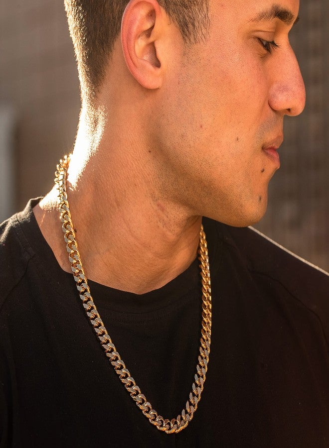 LIFETIME JEWELRY 11mm Designer Diamond Cut Miami Curb Cuban Link Chain Necklace 24k Gold Plated - Image 2