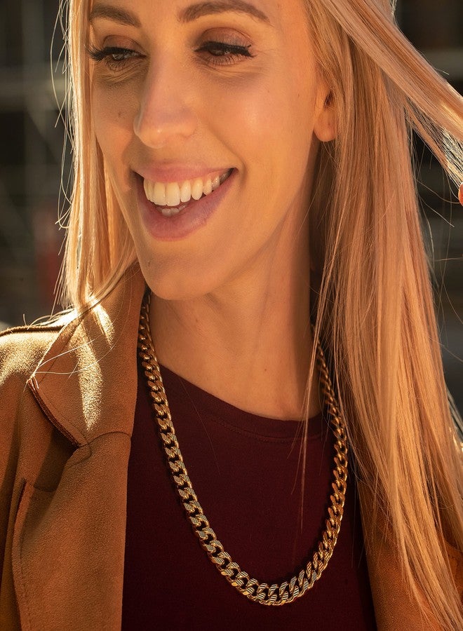 LIFETIME JEWELRY 11mm Designer Diamond Cut Miami Curb Cuban Link Chain Necklace 24k Gold Plated - Image 3