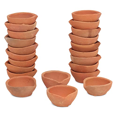 Hashcart Diwali Diyas Clay Diya Diyas for Pooja with Cotton Wicks 24 Pcs Indian Puja Oil Lamp Diwali Pooja Diwali Decoration for Home Indian Housewarming Return Gift Items Hashcart - Image 1