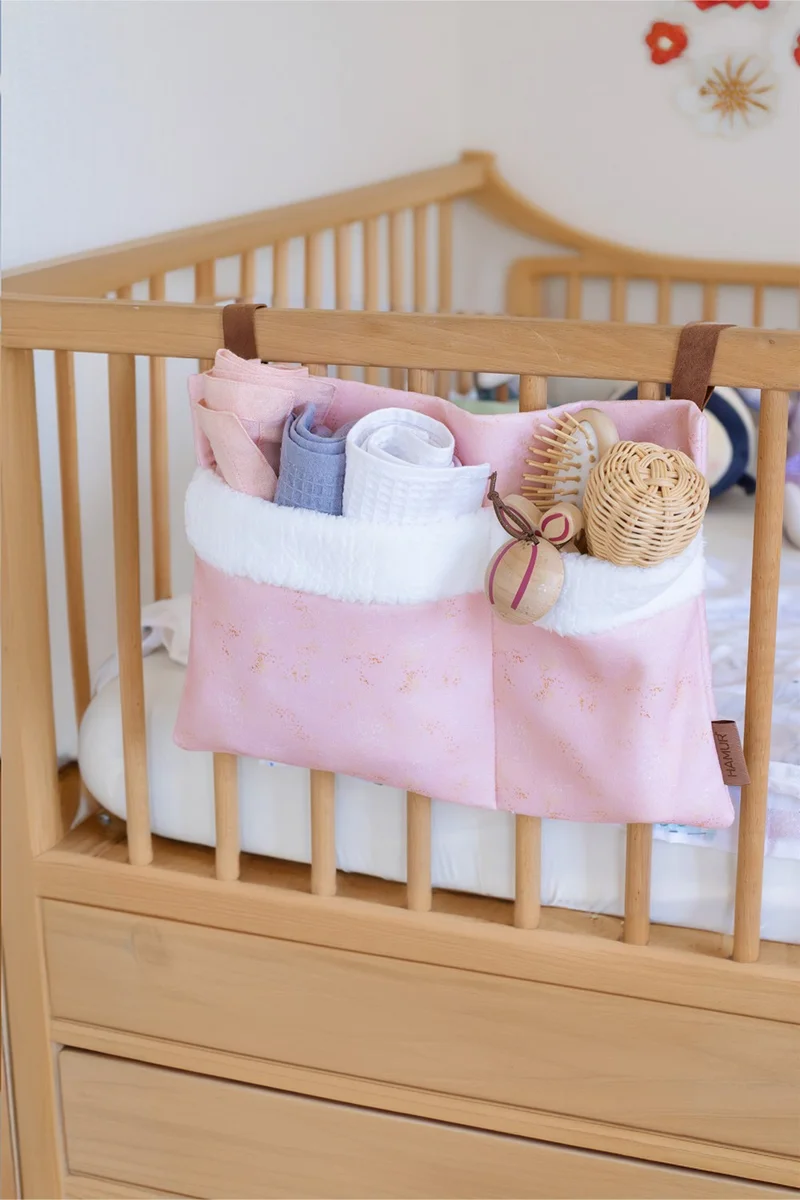 هامور Dough Practical Hanger Organizer Baby Stroller Crib Side Fluffy Organizer Solid P. Pink