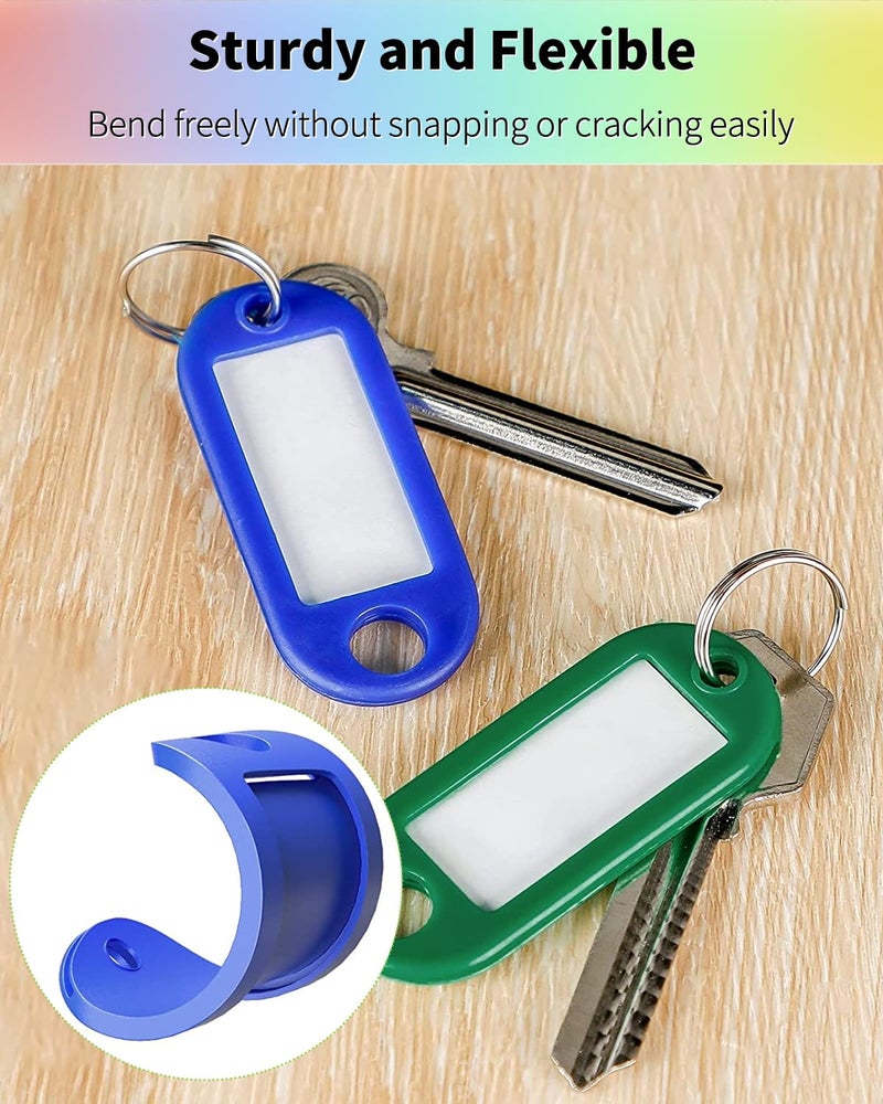 Uniclife 2 Inch Tough Plastic Key Tags in 10 Assorted Colors Item Identifiers Markers with Blank Paper Labels Protective Plastic Films and Split Rings, 10 Pack - Image 4