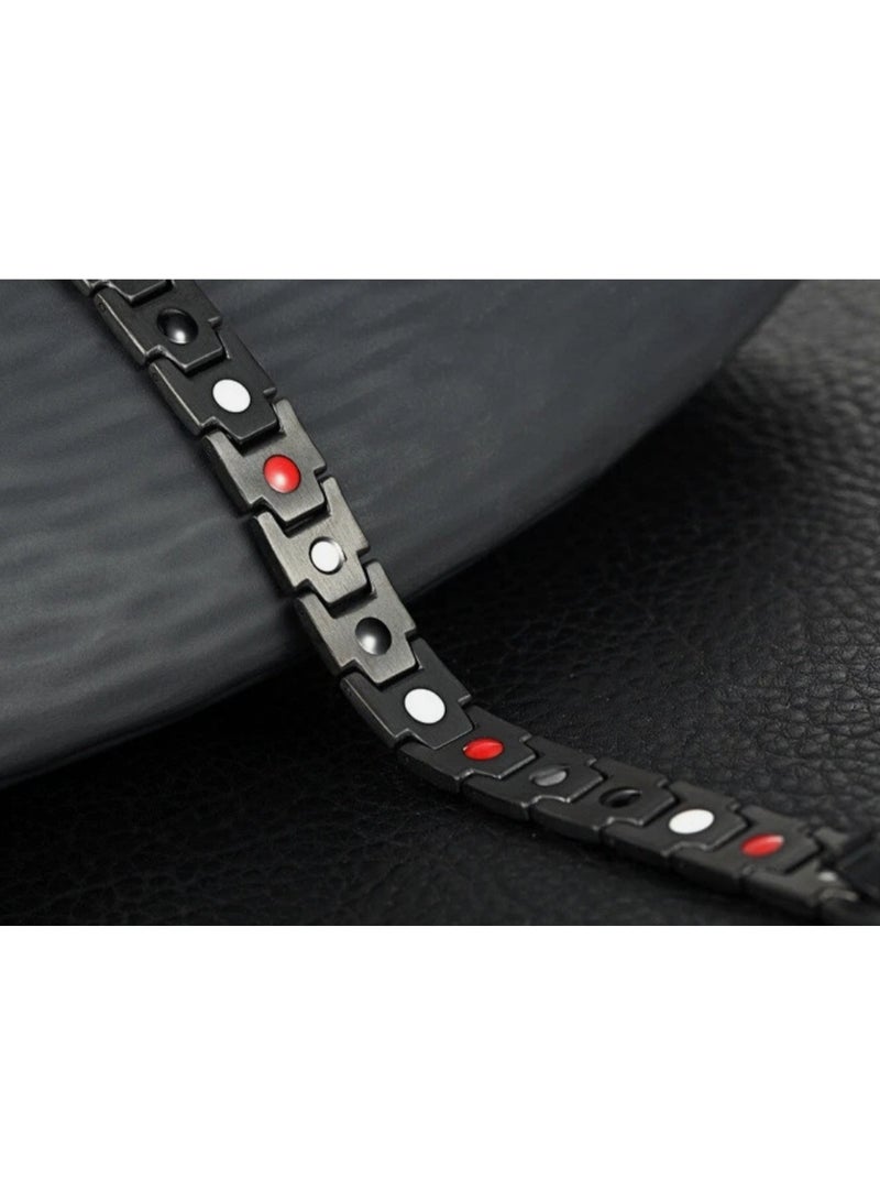 لاتين سوار رجالي من الفولاذ المقاوم للصدأ مزود بمغناطيس وسلسلة مغناطيسية - Image 4