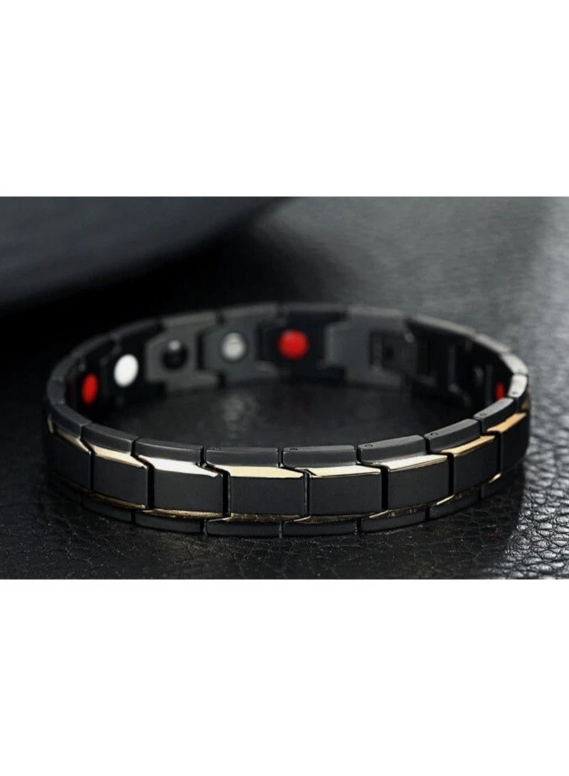 لاتين سوار رجالي من الفولاذ المقاوم للصدأ مزود بمغناطيس وسلسلة مغناطيسية - Image 2