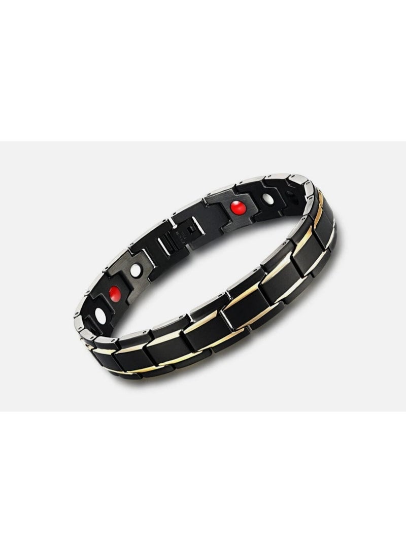 لاتين سوار رجالي من الفولاذ المقاوم للصدأ مزود بمغناطيس وسلسلة مغناطيسية - Image 1