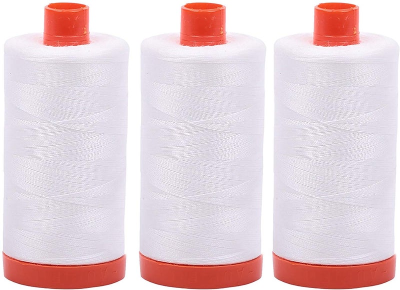 3PACK  Aurifil 50WT  Natural White Solid  Mako Cotton Thread  1422Yds EACH  MK502021