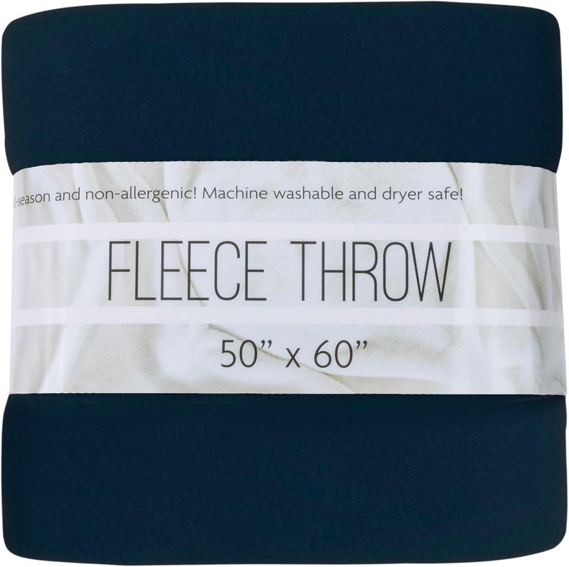Trailmaker 50x60 Throw Blankets, Ultra Soft Hypoallergenic Fleece Fall Throw Blanket for Livingroom, Couch, Chair, Bed, Navy Blue - Image 1