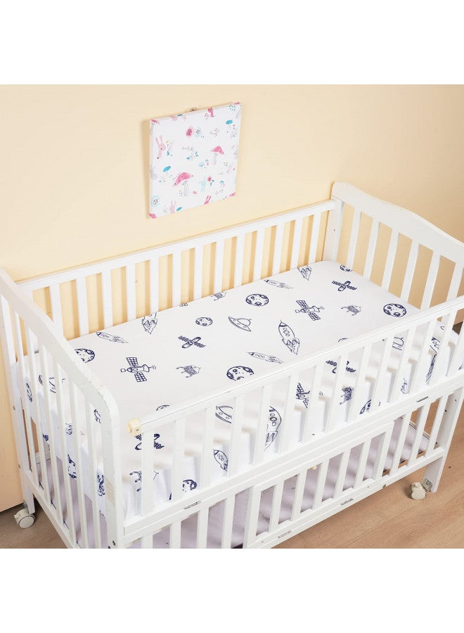 PHF Soft Space Crib Sheet Fitted, 2 Pack Silky Comfy Breathable Polyester Baby Sheets for Boys Girls,28x52x9in Fits Standard Crib and Toddler Mattresses, Space - Image 1