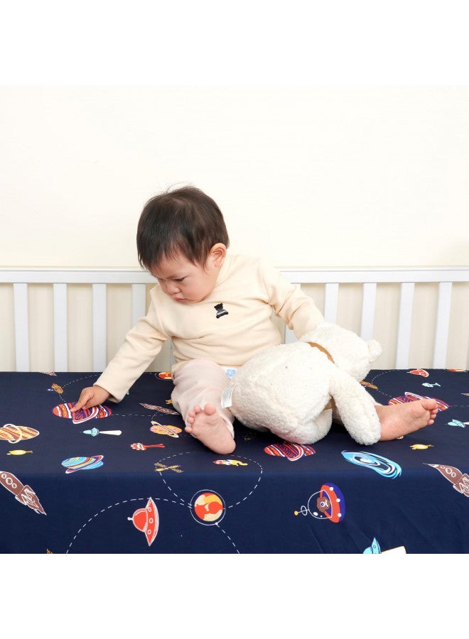 PHF Soft Space Crib Sheet Fitted, 2 Pack Silky Comfy Breathable Polyester Baby Sheets for Boys Girls,28x52x9in Fits Standard Crib and Toddler Mattresses, Space - Image 2