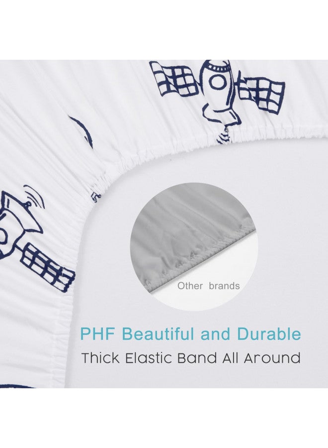 PHF Soft Space Crib Sheet Fitted, 2 Pack Silky Comfy Breathable Polyester Baby Sheets for Boys Girls,28x52x9in Fits Standard Crib and Toddler Mattresses, Space - Image 4