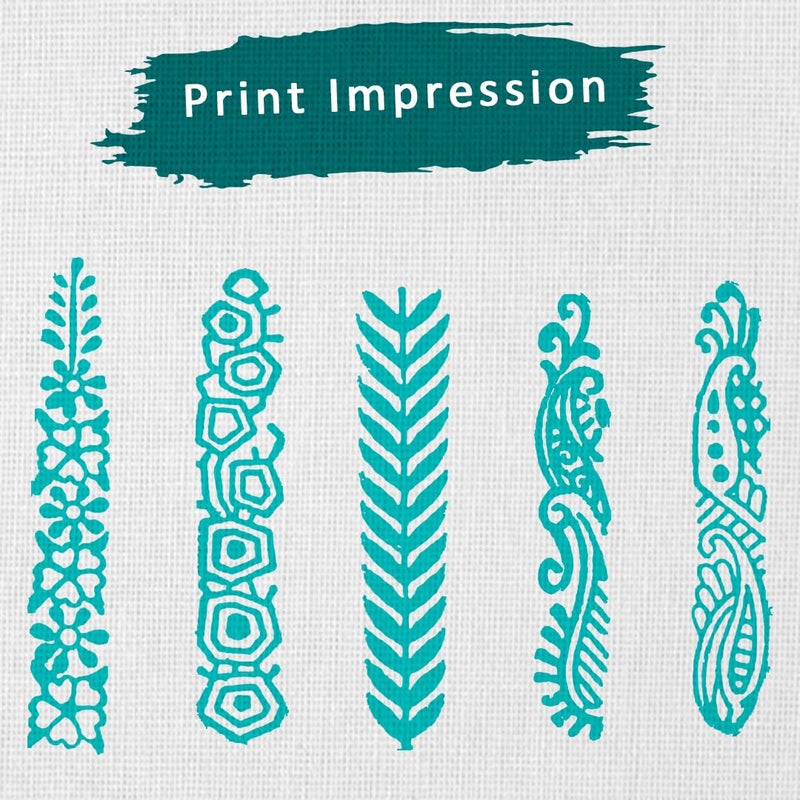 TWOGRAMS | Set of 5 | Wooden Stamp Block, Printing Stamp Design Set | Block for Printing Saree Border | Dresses, Craft Card Making, Scrapbook, Clay Pottery - Image 3