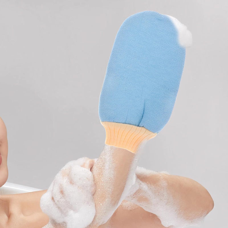 Exfoliating Gloves 3 Pack Body Scrubber Mitts For Deep Cleansing Blue Pink Gray - Image 5