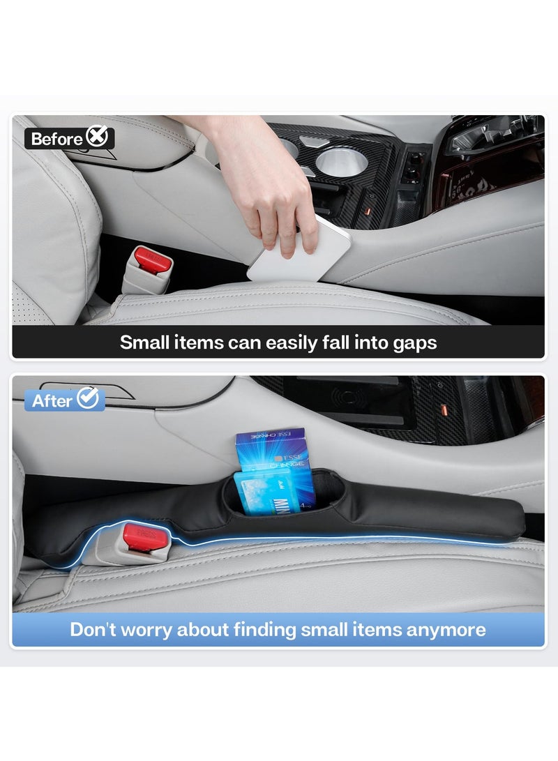 SYOSI 2Pcs Car Seat Gap Filler Upgraded Seat Gap Filler Organizer Prevent Things from Dropping Extra Storage Box Universal Fit Durable Material No Peculiar Smell for Car SUV Truck and Van Black - Image 2